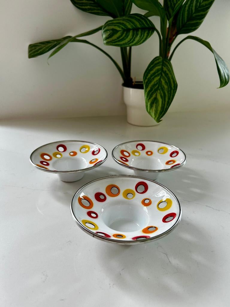 2 retro Ikea ufo space age waxinelichthouder. Set 10,-, Ophalen of Verzenden, Zo goed als nieuw, Metaal, Overige kleuren