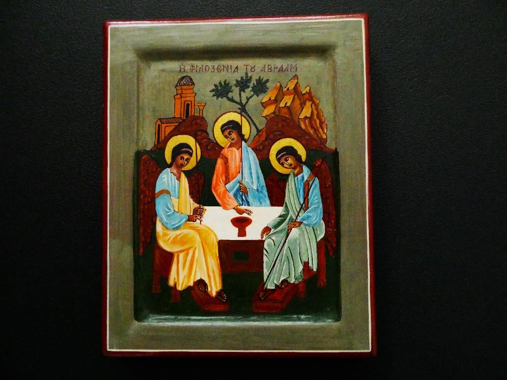 De Heilige Drie Eenheid handgeschilderd aureool goudverguld, Ophalen of Verzenden