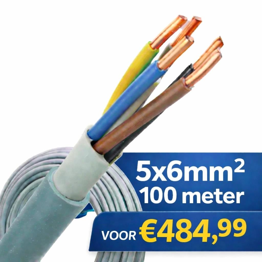 YMvK 5x6mm² 100 meter, Ophalen of Verzenden, Nieuw, Kabel of Snoer