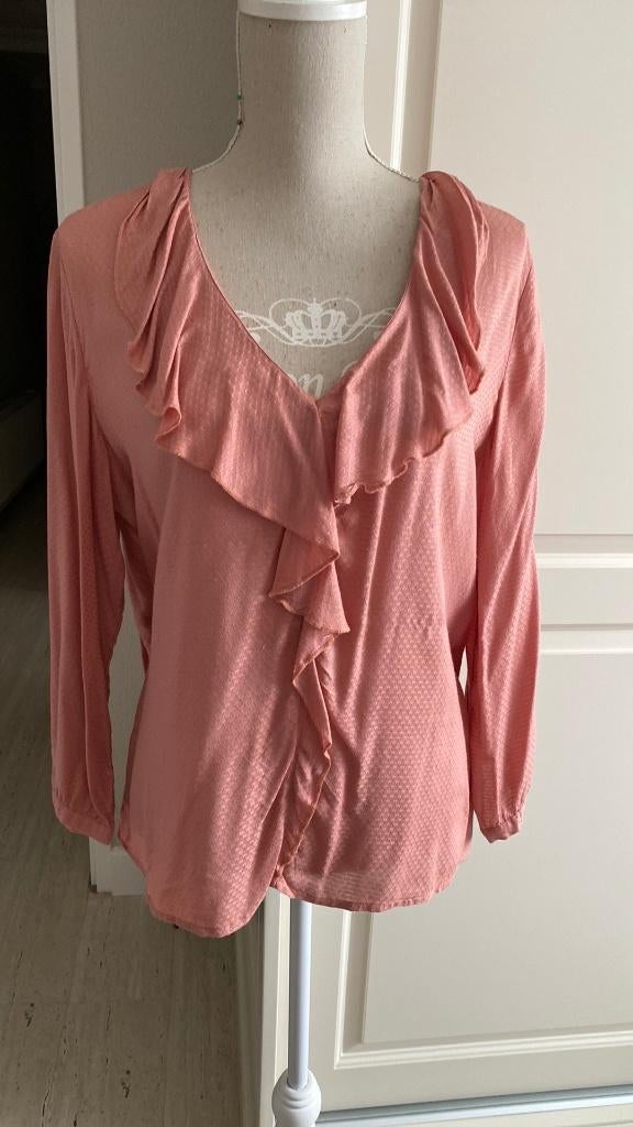 Blouse Top Met Roezelrand Maat L Roze Merk Benetton, Benetton, Maat 42/44 (L), Ophalen of Verzenden, Zo goed als nieuw
