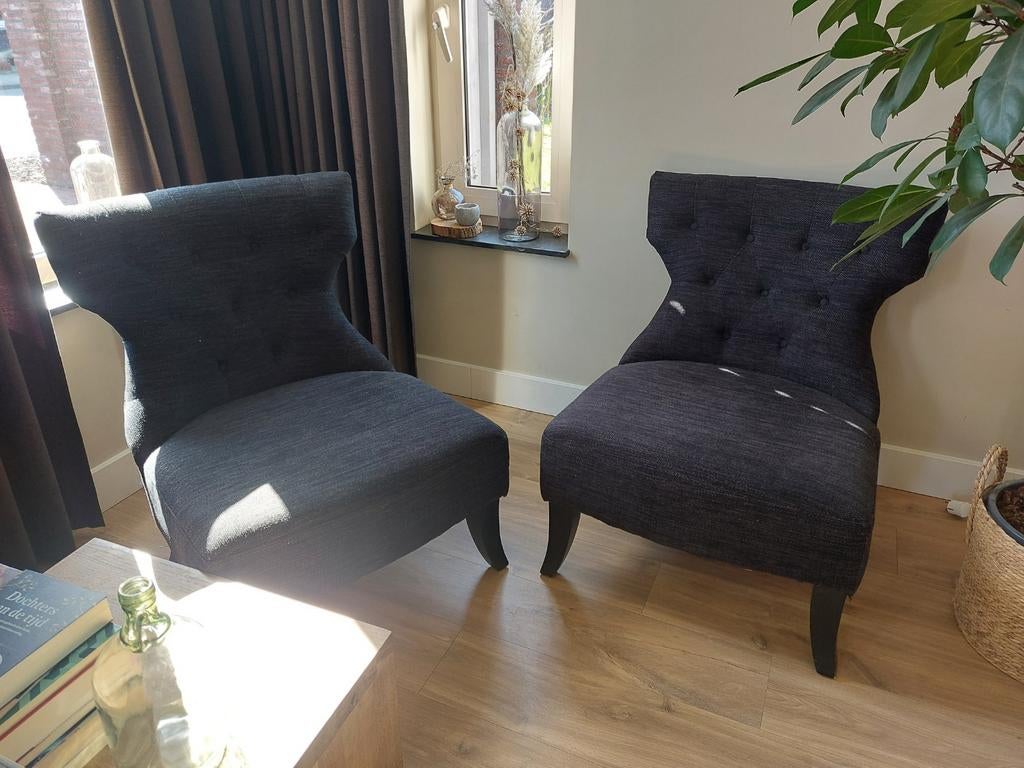 Twee Rofra Home fauteuils, antracietgrijs, Ophalen, Gebruikt, Minder dan 75 cm, Stof