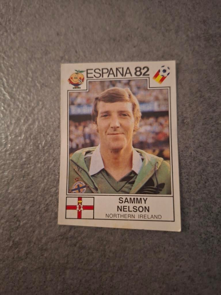 Panini sticker WK 82 Espana. Sammy Nelson Noord-Ierland., Verzenden, Zo goed als nieuw, Sticker