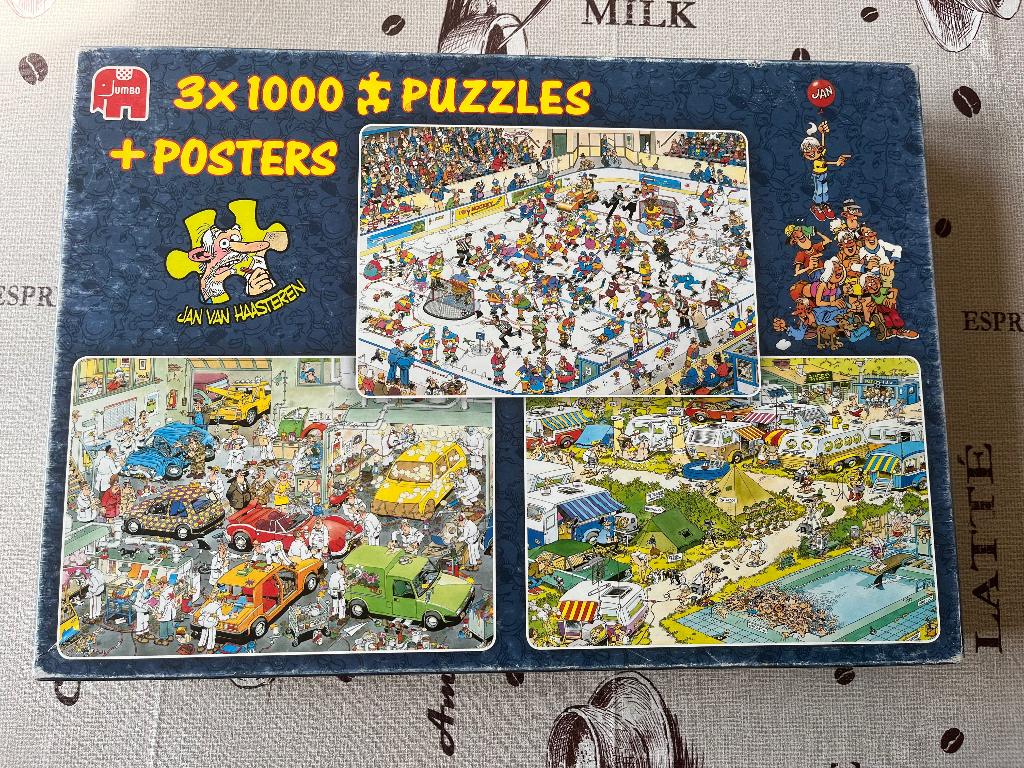 Jan van Haasteren 3x 1000 puzzels 80962 | alle COMPLEET, Hobby en Vrije tijd, Denksport en Puzzels, Legpuzzel, 500 t/m 1500 stukjes