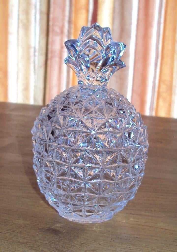 Oude glazen ananas pot met deksel, Ophalen of Verzenden