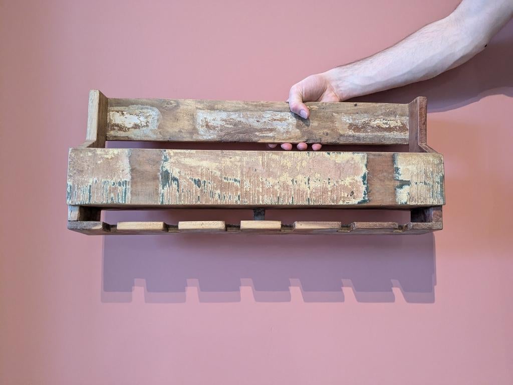 Vintage Wijnrek van Steigerhout, Ophalen, Zo goed als nieuw, Minder dan 5 flessen, Minder dan 50 cm