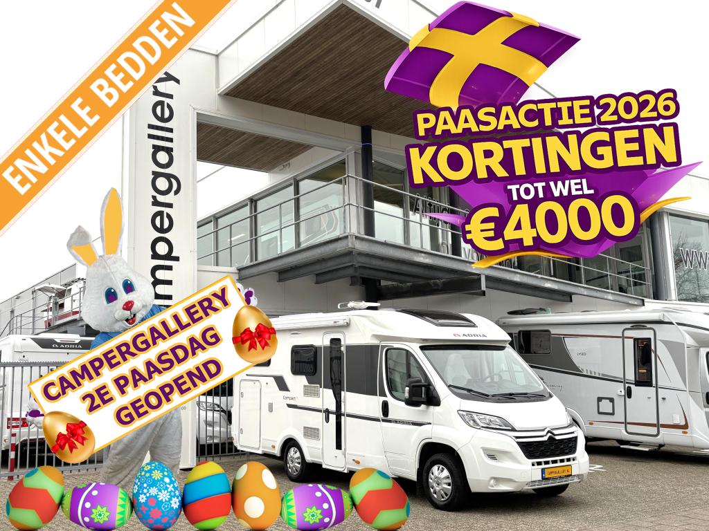 Adria Compact SL ENKELE BEDDEn TREKHAAK EURO 6, Koelkast, Ringverwarming, Bedrijf, Tot en met 3