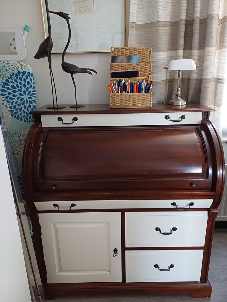 Klassieke secretaire met rolluik en lades, Ophalen, Gebruikt, Klassiek