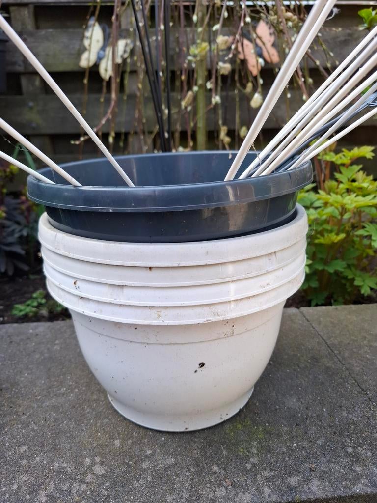 4 plastic hangpotten met haken, Ophalen, Rond, Kunststof, Minder dan 30 cm