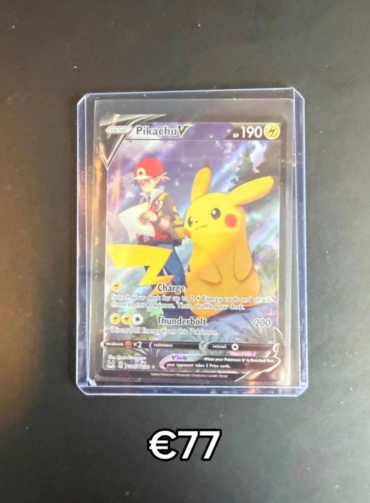Pikachu V (Full Art TG) TG16 Lost Origin Pokémon Kaart, Ophalen of Verzenden, Zo goed als nieuw, Losse kaart, Foil