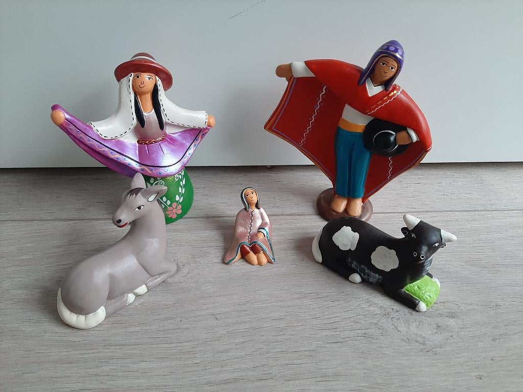 Kerstgroep / Beeldjes kerststal Peru, Diversen, Kerst, Ophalen, Gebruikt