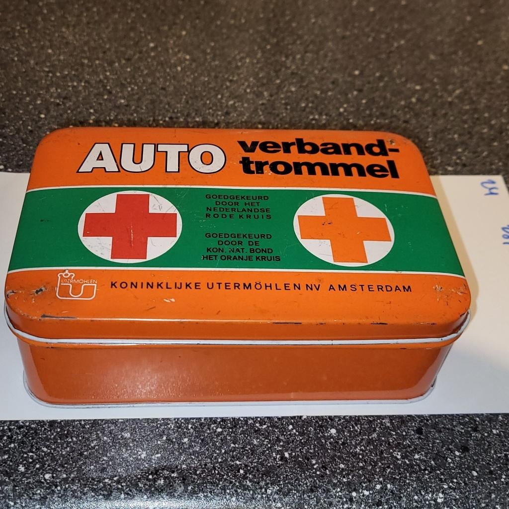 Verbandtrommel blik KONINKLIJKE UTERMÖHLEN NV AMSTERDAM. oud, Verzamelen, Retro, Ophalen of Verzenden, Persoonlijke verzorging