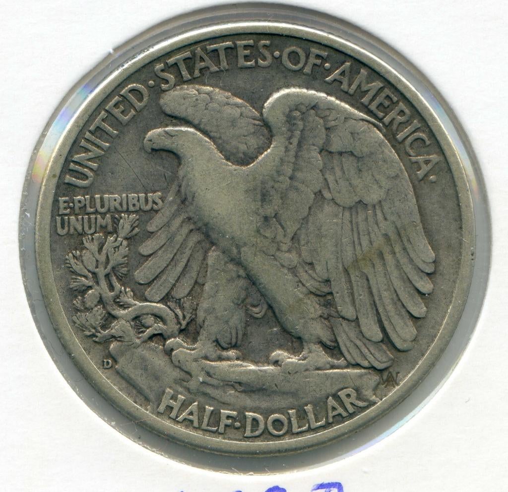 USA / Amerika 1/2 Dollar 1938 D Oplage 491.600, Postzegels en Munten, Munten | Amerika, Ophalen of Verzenden, Noord-Amerika, Zilver