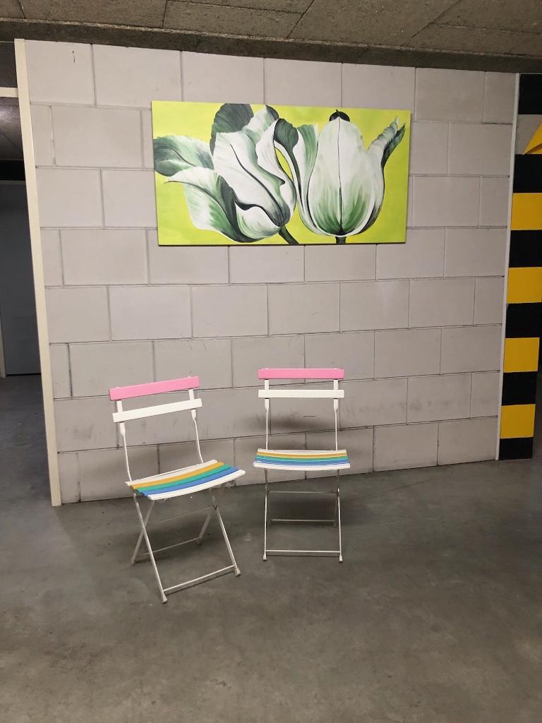 Bistro setje,2 stoelen en tafeltje, Tuin en Terras, Tuintafels, Ophalen, Gebruikt, Rechthoekig, Hout