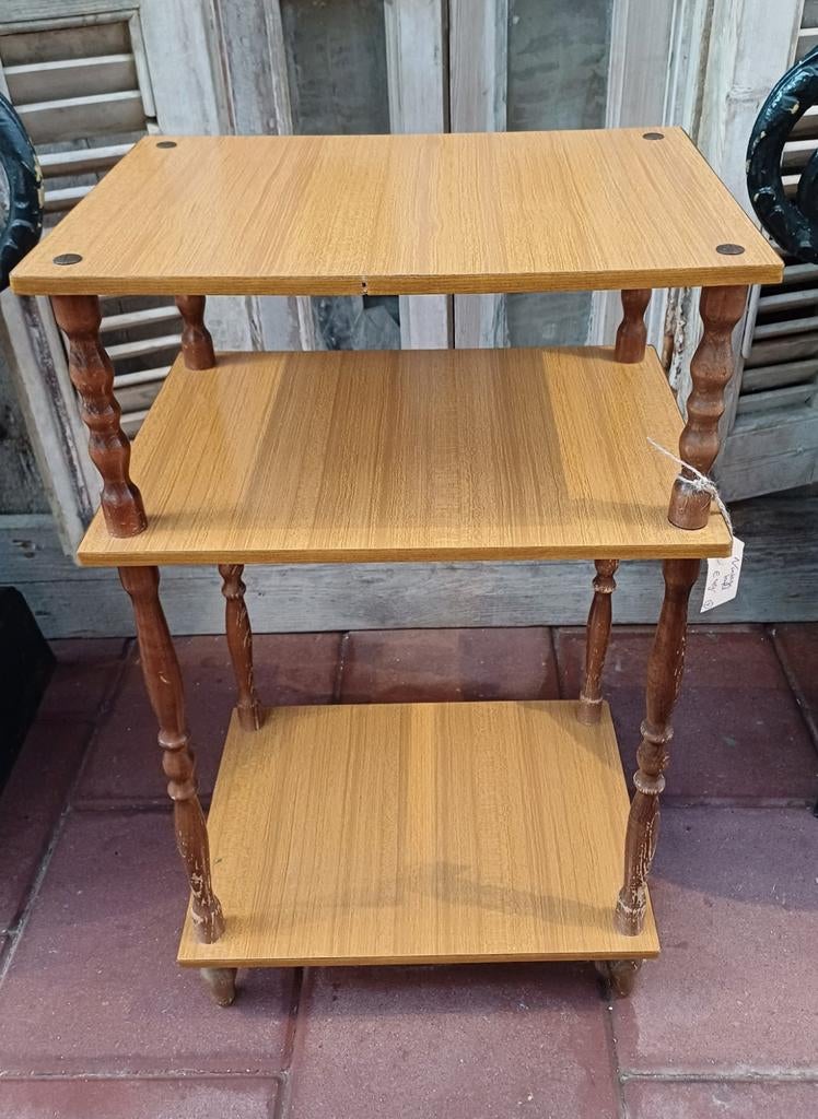 Tafel 3 laags, bijsettafel, vintage tafel, draaipotentafel, Huis en Inrichting, Tafels | Statafels, Gebruikt, Ophalen