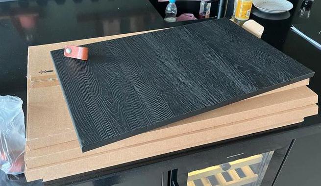 6x TIMMERVIKEN deur/ladefront zwart 60x38cm met lederen gree, Ophalen, Zwart, 50 tot 100 cm, Zo goed als nieuw