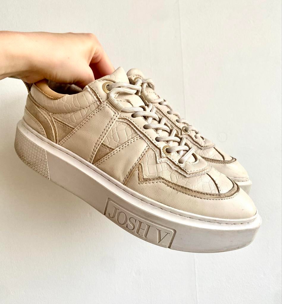 Josh V Walker leren sneakers - Crème maat 38, Kleding | Dames, Schoenen, Ophalen of Verzenden, Zo goed als nieuw, Beige, Sneakers of Gympen