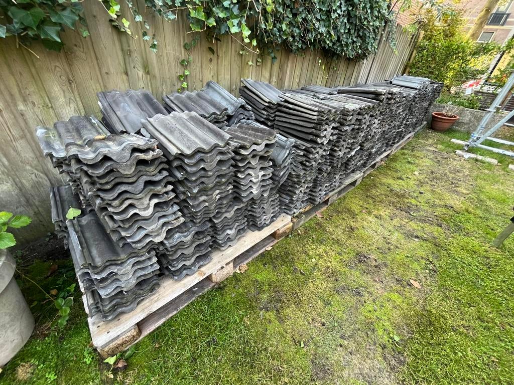 Friese Drie-Golf Dakpannen (gesmoord), Ophalen, Gebruikt, Steen of Klei, Zwart