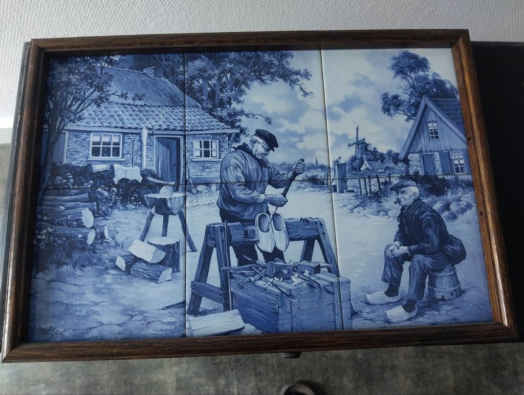 Delfts blauw tegel tableau/dienblad, Ophalen