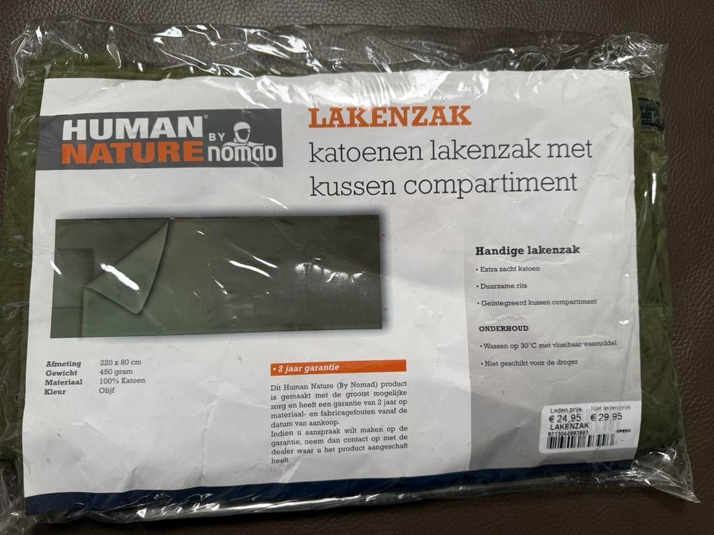 Human Nature ANWB Lakenzak voor slaapzak, Ophalen, Nieuw