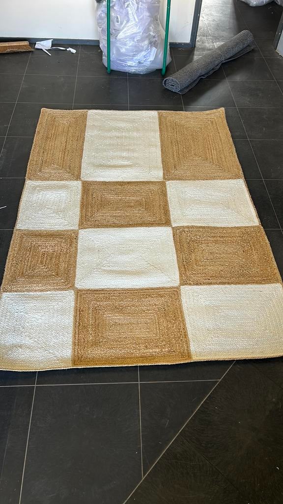 Jite vloerkleed rechthoekig - 160x230 cm - wit/naturel, Bruin, 150 tot 200 cm, 200 cm of meer, Ophalen of Verzenden