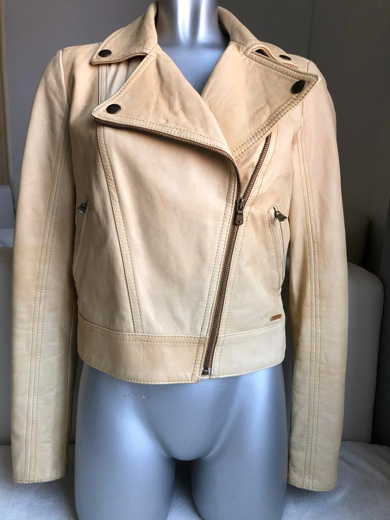 Guess Lamsleren Bikerjack Crème Maat 40, Ophalen of Verzenden, Gedragen, Maat 38/40 (M), Beige
