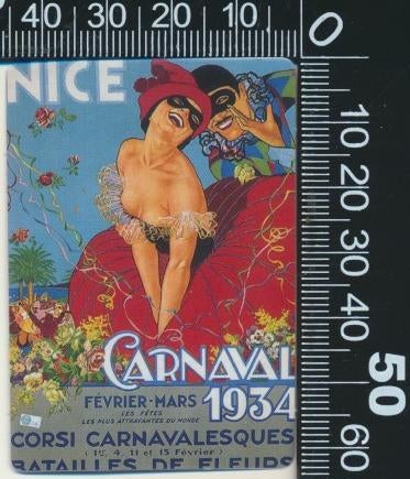 Sticker: Carnaval 1934 - Nice, Ophalen of Verzenden, Zo goed als nieuw, Film, Tv of Omroep