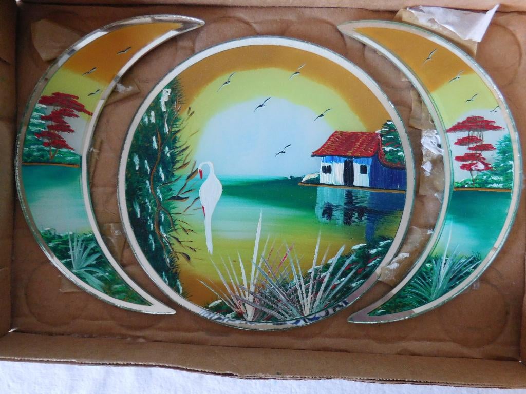 Beschilderde spiegel 3-luik uit Venezuela, gemaakt door de W, Minder dan 50 cm, Overige typen, Nieuw, Ophalen of Verzenden