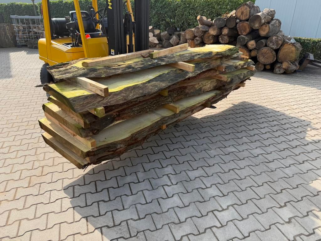 5 x grote eiken schaaldelen 330x40/80x8cm voor 400€ voor 5