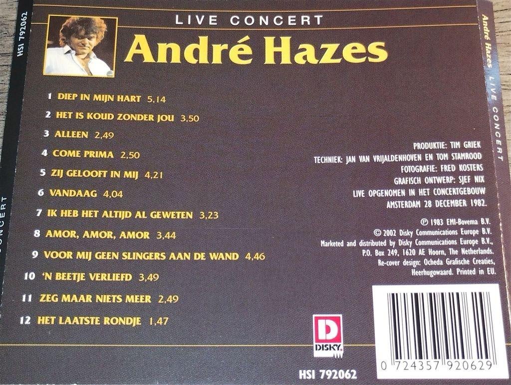 Andre Hazes - Live Concert, Cd's en Dvd's, Ophalen of Verzenden, Zo goed als nieuw, Levenslied of Smartlap