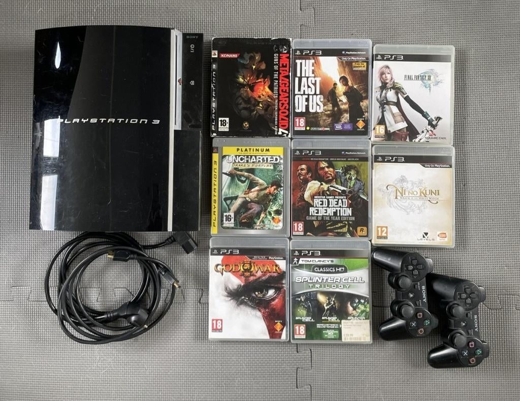 PS3 80GB met games en toebehoren (model CECHL04), Phat, Met 2 controllers, Gebruikt, Met games