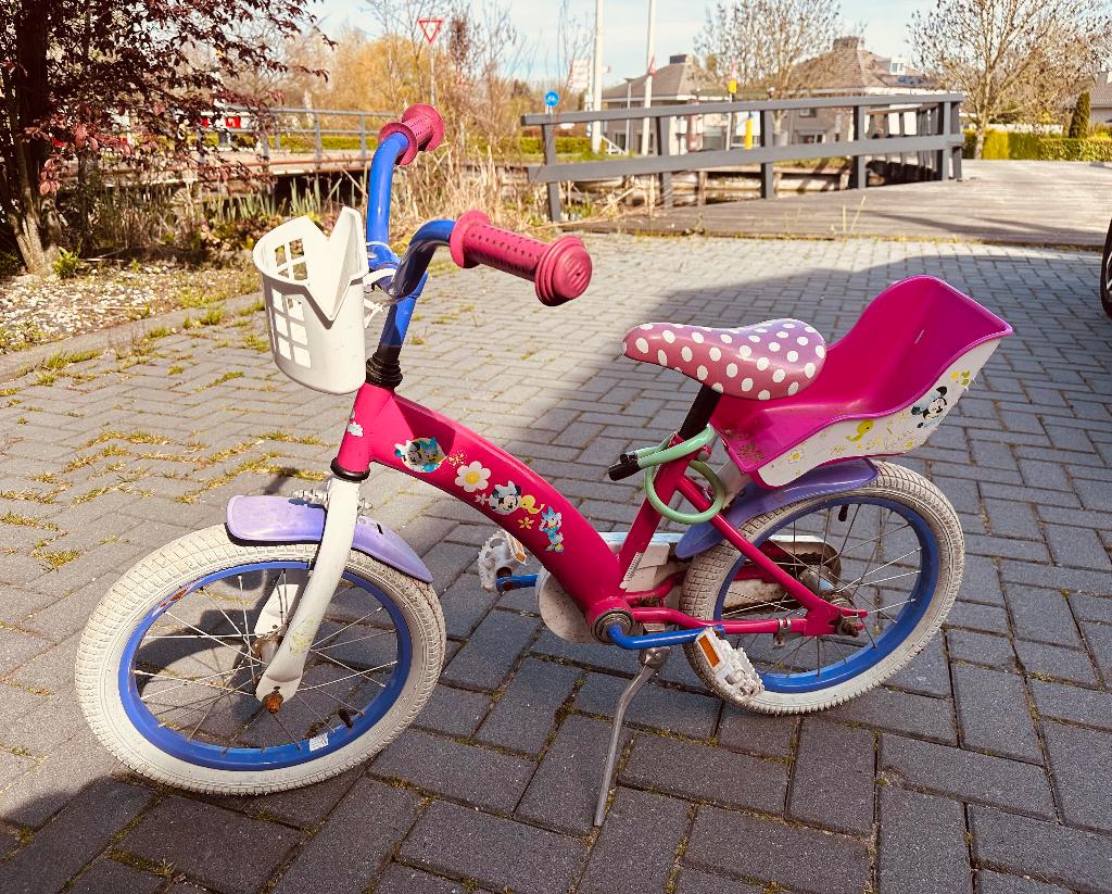 Kinderfiets 4-6 jaar (met zijwieltjes), Fietsen en Brommers, Fietsen | Kinderfietsjes, Ophalen, Gebruikt, 16 tot 20 inch, Zijwieltjes