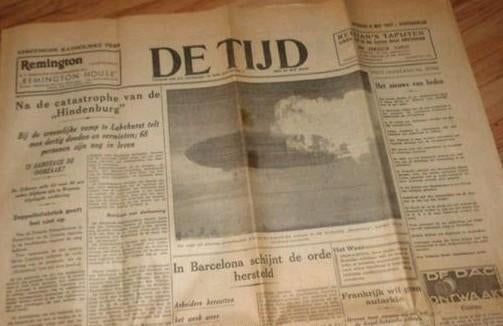 1937 zeppelin ongeluk Hindenburg Origineel, Antiek en Kunst, Verzenden