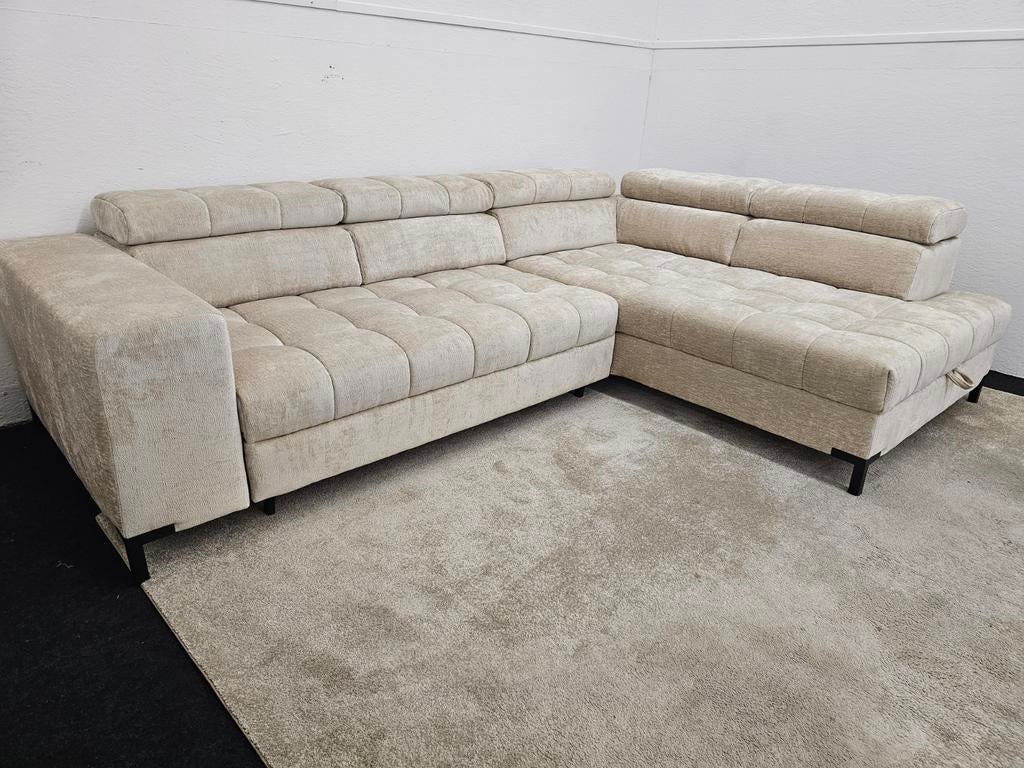Gloednieuwe luxe hoekbank met slaapfunctie en opslag, 125 cm of meer, 125 cm of meer, Zo goed als nieuw, Info@homefriesland.nl