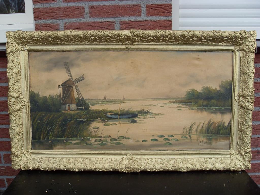 polderlandschap schilder a sleeswijk, Ophalen of Verzenden