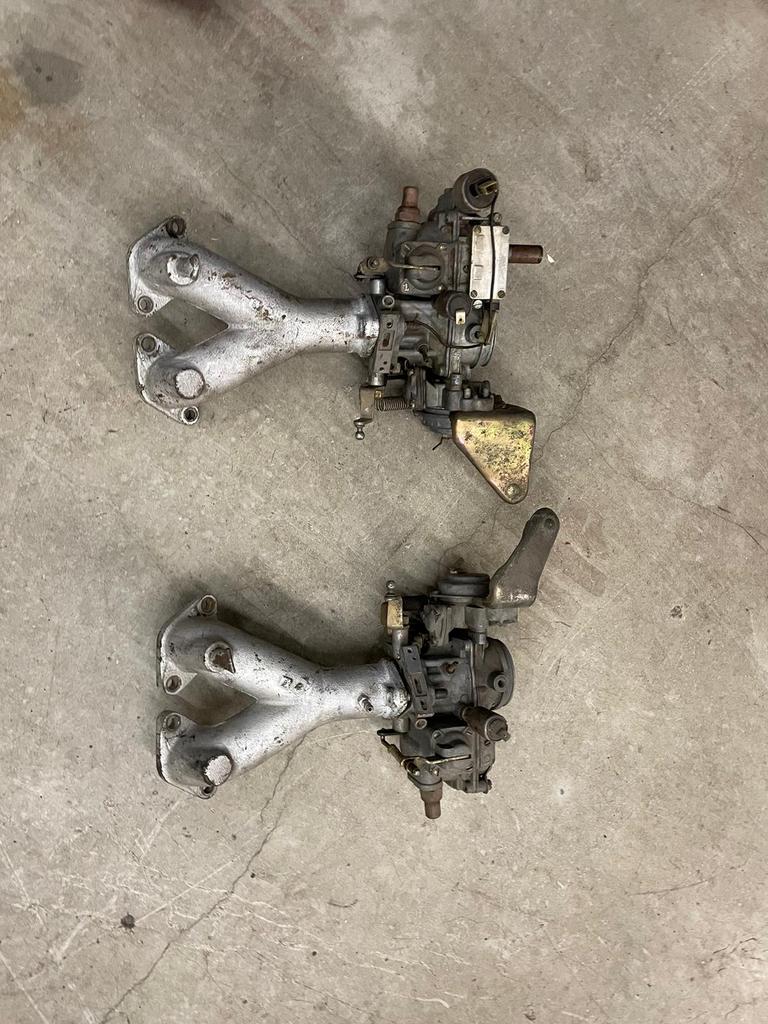 Solex PDSIT-2 carburateurs met inlaatspruitstuk, Ophalen of Verzenden, Gebruikt, Oldtimer onderdelen
