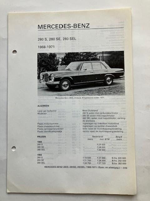 Vraagbaak Mercedes   280 S - 280 SE - 280 SEL    1968 - 1971, Ophalen of Verzenden