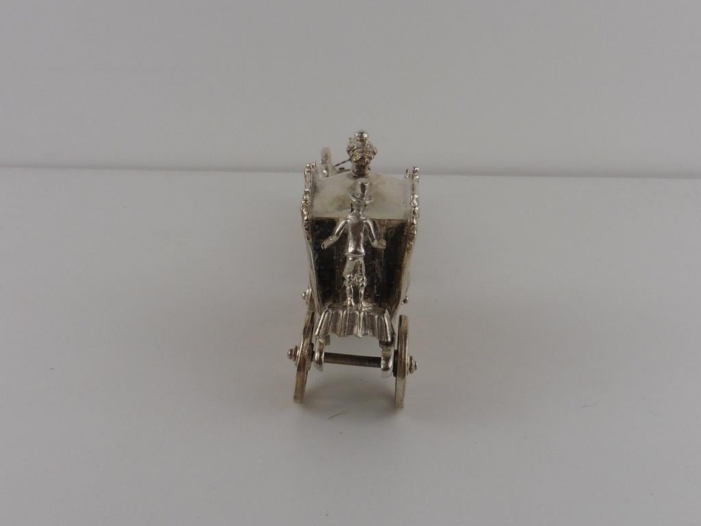 Zilveren miniatuur Gouden Koets met 6 paarden            Z67, Antiek en Kunst, Ophalen of Verzenden, Zilver