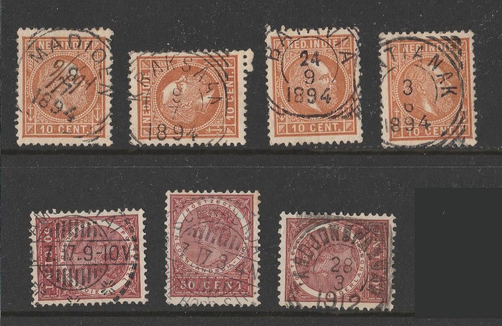 Nederlands-Indië, 66 stempels, langebalk, kortebalk enzv., Verzenden, Nederland en Buitenland