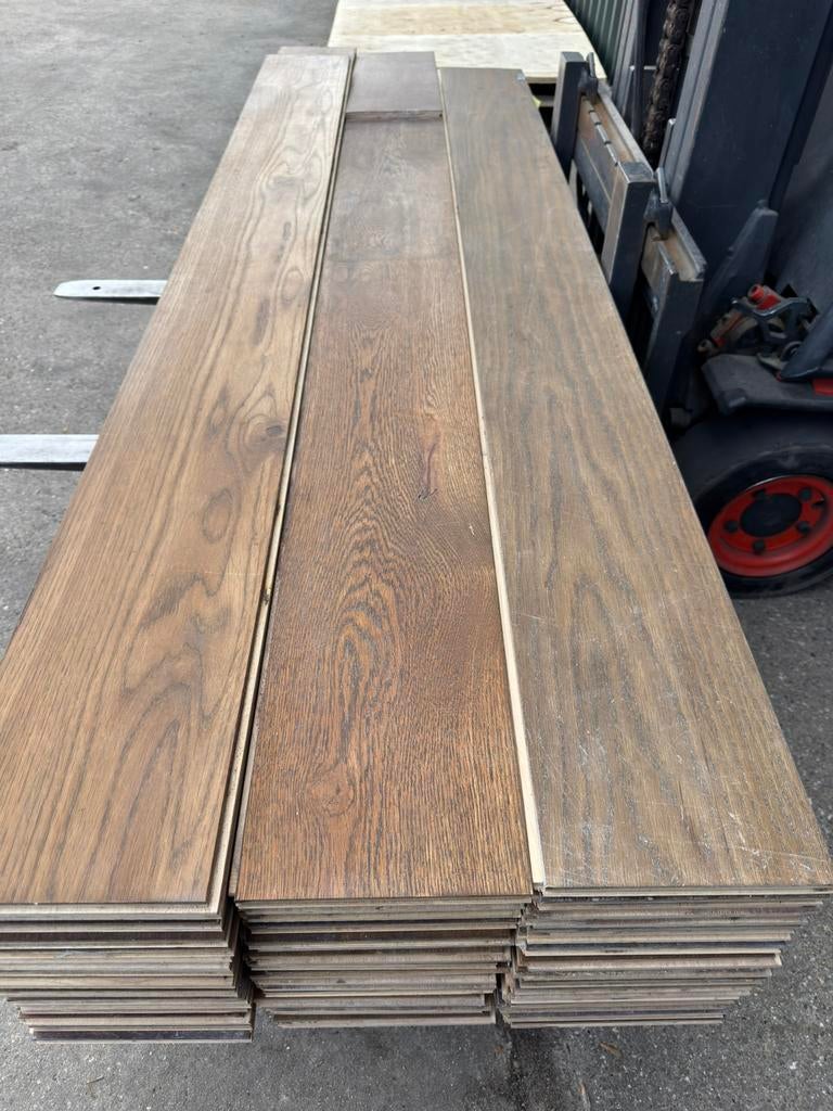 Eiken vloer 30 m2 multivloer 22 cm breed 1,9 cm dik top 4 mm, Ophalen, Gebruikt, Vloerdelen of -planken, 10 m² of meer