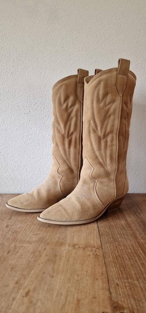Suède cowboylaarzen maat 38, Ophalen of Verzenden, Zo goed als nieuw, Bruin, Hoge laarzen
