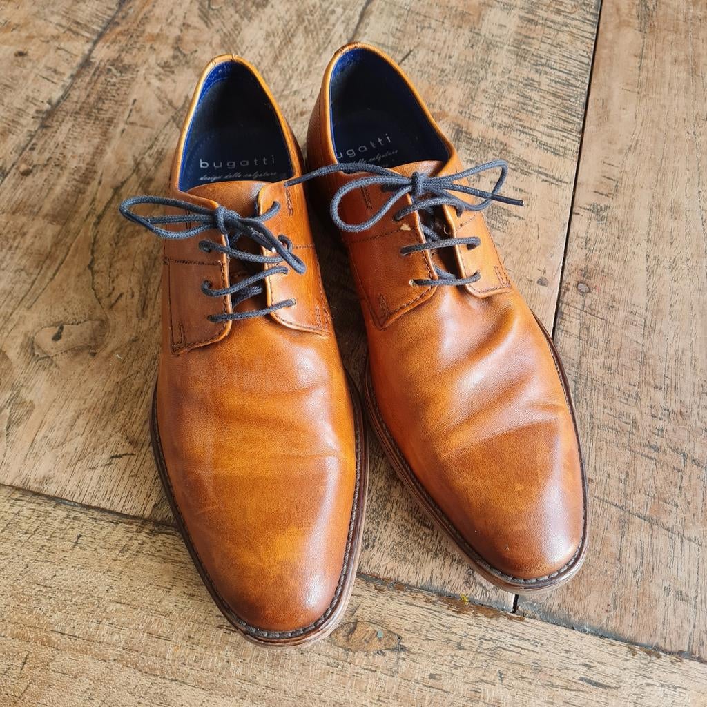 Bugatti cognac bruine veterschoenen maat 43, Kleding | Heren, Schoenen, Bugatti, Bruin, Ophalen of Verzenden, Zo goed als nieuw