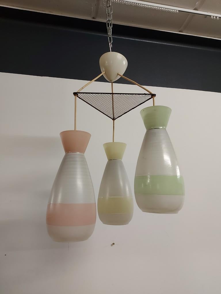 Vintage hanglamp melkglas plafondlamp glas lamp, Ophalen, Gebruikt, Onbekend@voorbeeld.com, 50 tot 75 cm