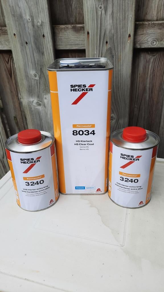 Spies Hecker 8034 + 3240 Permasolid HS Klarlack Blanke Lak, Ophalen of Verzenden