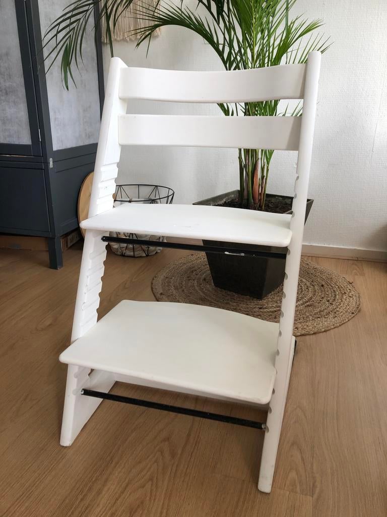 Kinderstoel stokke tripp trapp wit nieuw model, Ophalen of Verzenden, Gebruikt, Meegroeistoel