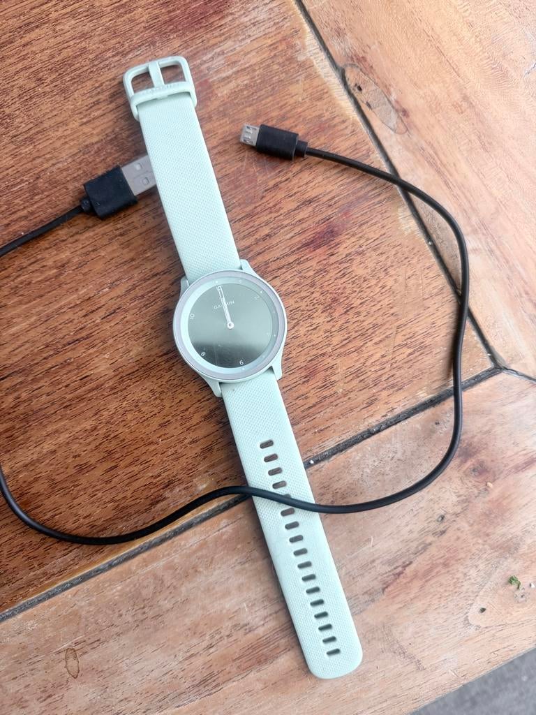 Garmin vivomove Sport Mintgroen - Zo goed als nieuw, Sieraden, Tassen en Uiterlijk, Smartwatches, Ophalen, Hartslag, Zo goed als nieuw