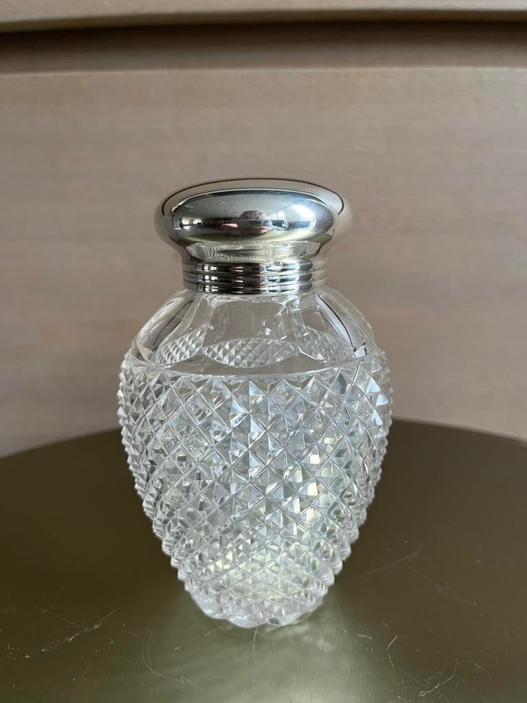 Antiek Kristallen theebus met Zilveren Montuur, Antiek en Kunst, Ophalen of Verzenden, Zilver