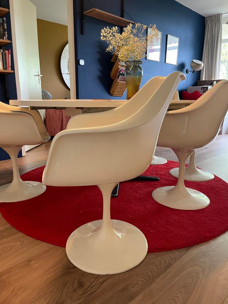 Space age | Tulpvoet stoelen, Huis en Inrichting, Stoelen, Ophalen, Kunststof, Gebruikt, Wit