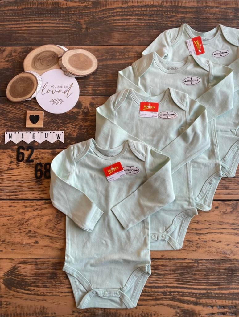 Baby unisex 4x mint groene romper Wibra maat 62/68, Ophalen of Verzenden, Nieuw, Jongetje of Meisje, Nacht- of Onderkleding
