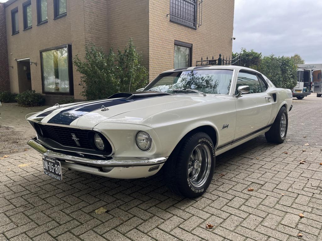 Ford Mustang MACH 1 V 8 390 Motor (bj 1969, automaat), Auto's, Automaat, Zwart, Wit, Leder