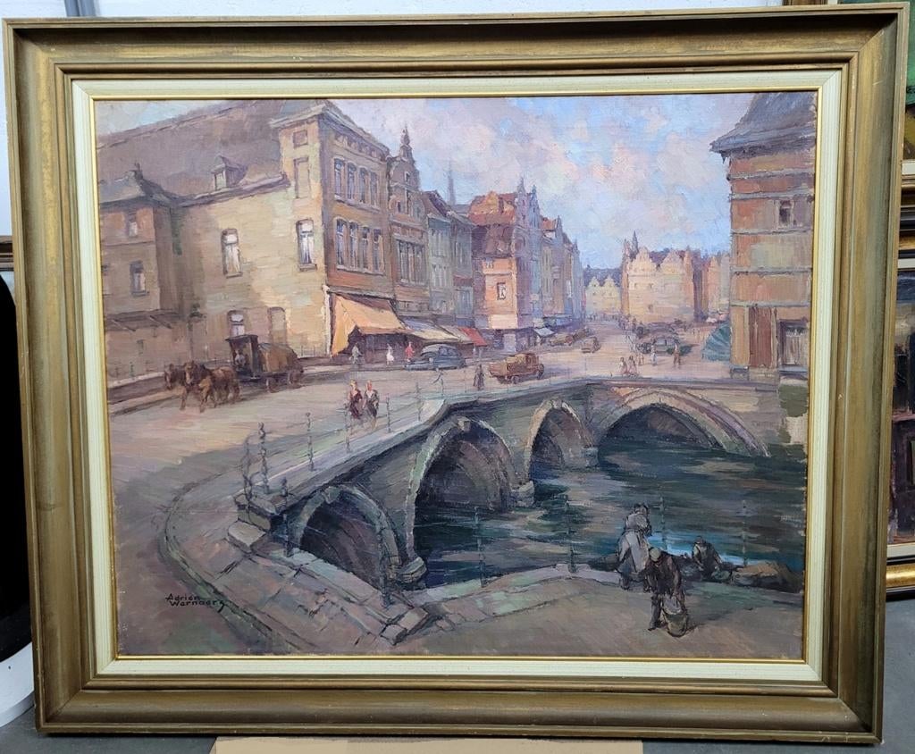 Adrien WERNAERS, stadsgezicht in Mechelen, Antiek en Kunst, Kunst | Schilderijen | Klassiek, Ophalen